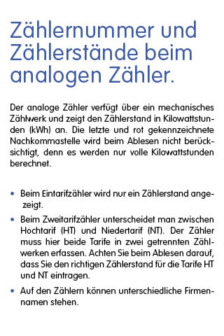 Beschreibung von Zählernummer und Zählerständer beim analogen Zähler