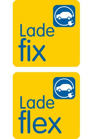 Logo ladefix und ladeflex - die günstigen Tarife für das Laden zu Hause.